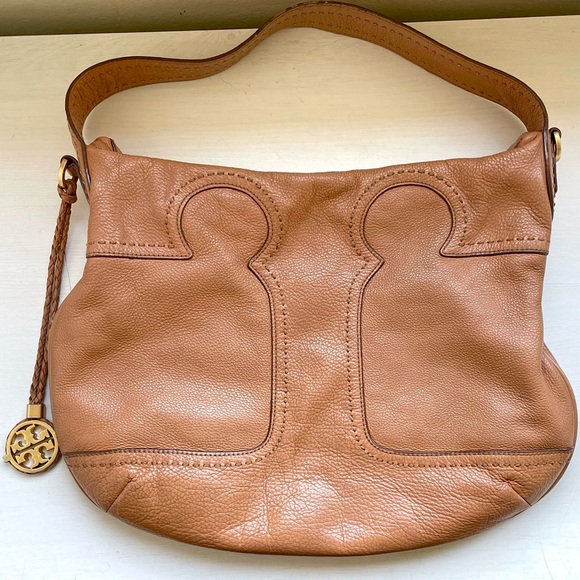 Tory Burch Amalie Hobo Tan Leather Shoulder Bag with Crossbody Strap - Picture 4 of 11
